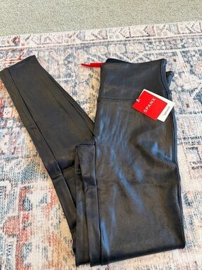 SPANX Black Faux Leather High-Rise Leggings
